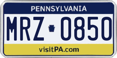 PA license plate MRZ0850