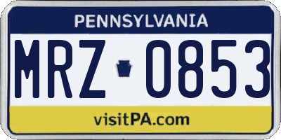 PA license plate MRZ0853