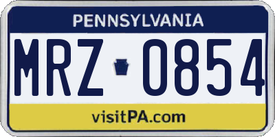 PA license plate MRZ0854