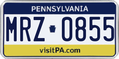 PA license plate MRZ0855