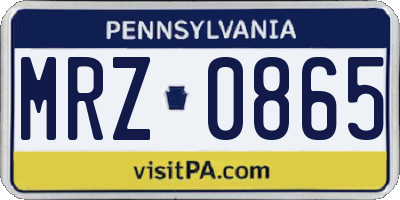 PA license plate MRZ0865