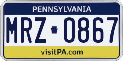 PA license plate MRZ0867
