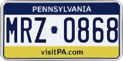PA license plate MRZ0868