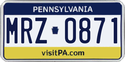 PA license plate MRZ0871
