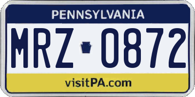 PA license plate MRZ0872