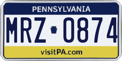 PA license plate MRZ0874