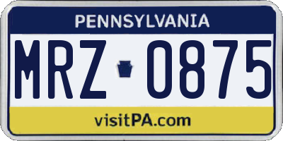 PA license plate MRZ0875