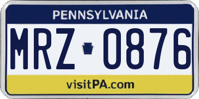 PA license plate MRZ0876