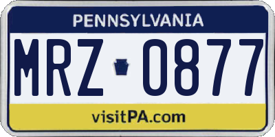 PA license plate MRZ0877