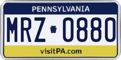 PA license plate MRZ0880
