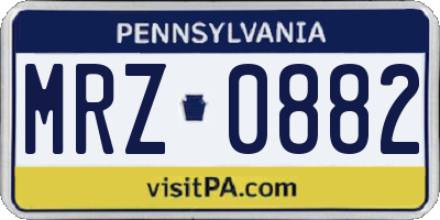 PA license plate MRZ0882