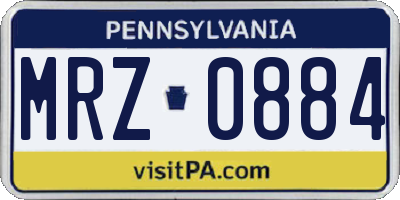 PA license plate MRZ0884