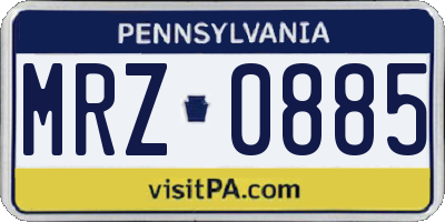 PA license plate MRZ0885