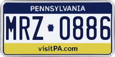 PA license plate MRZ0886