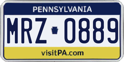 PA license plate MRZ0889