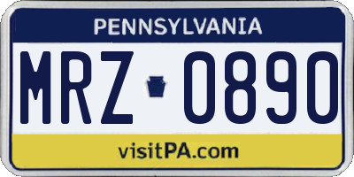 PA license plate MRZ0890