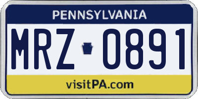 PA license plate MRZ0891