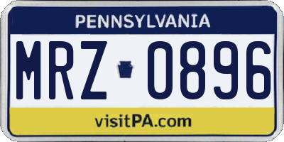 PA license plate MRZ0896