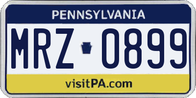 PA license plate MRZ0899