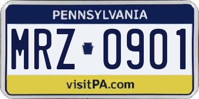 PA license plate MRZ0901