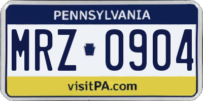 PA license plate MRZ0904