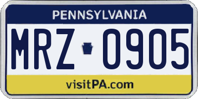 PA license plate MRZ0905