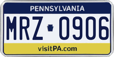PA license plate MRZ0906