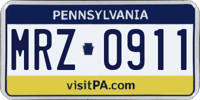 PA license plate MRZ0911