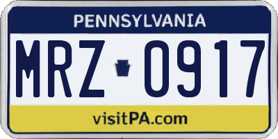 PA license plate MRZ0917