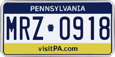 PA license plate MRZ0918