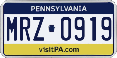 PA license plate MRZ0919