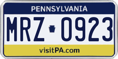 PA license plate MRZ0923