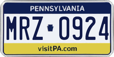 PA license plate MRZ0924