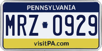 PA license plate MRZ0929