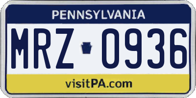 PA license plate MRZ0936