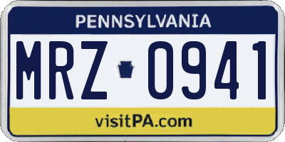PA license plate MRZ0941