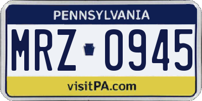 PA license plate MRZ0945