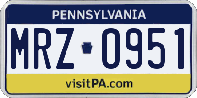 PA license plate MRZ0951