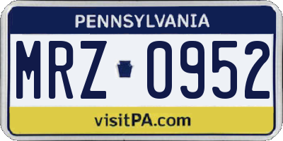 PA license plate MRZ0952