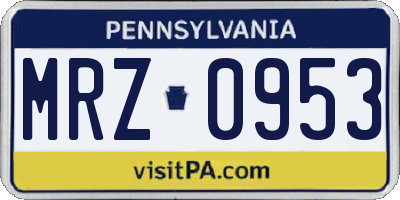PA license plate MRZ0953