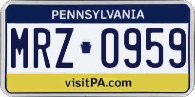 PA license plate MRZ0959