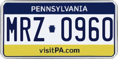 PA license plate MRZ0960