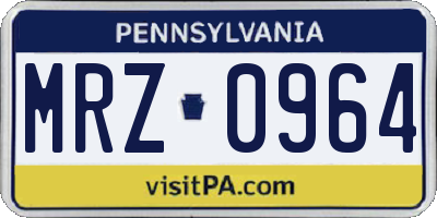 PA license plate MRZ0964