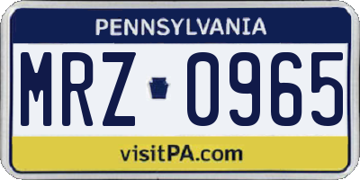 PA license plate MRZ0965