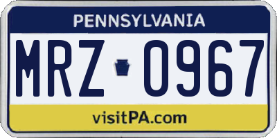PA license plate MRZ0967