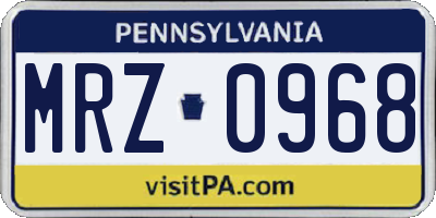 PA license plate MRZ0968