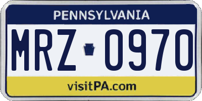PA license plate MRZ0970