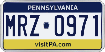 PA license plate MRZ0971