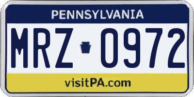 PA license plate MRZ0972