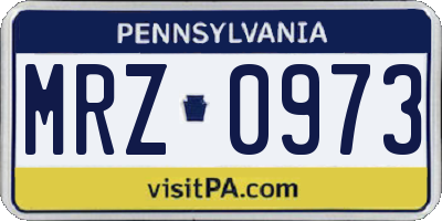 PA license plate MRZ0973